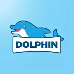 Friendly Blue Dolphin Splashing in the Ocean Logo Template