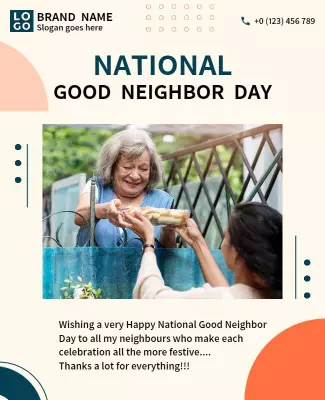 Friendly Community Connection for National Good Neighbor Day Poster Template