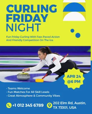 Friendly Curling Game Night Flyer Template
