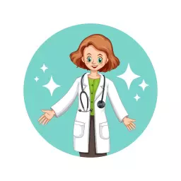 Friendly Doctor Character with Bright Aqua Background Logo Template