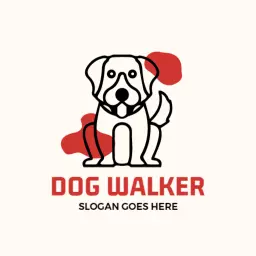 Friendly Dog Icon with Red Accents for Dog Walker Logo Template