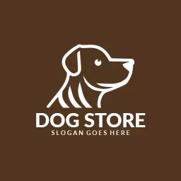 Friendly Dog Silhouette on a Brown Background Logo Template