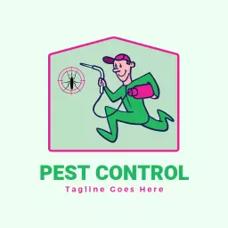 Friendly Exterminator in Action Ensuring Effective Pest Control Logo Template