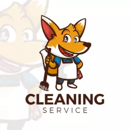 Friendly Fox Mascot Bringing Joy to Your Cleaning Service Logo Template