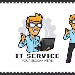 Friendly IT Technician Offering Expert IT Service Solutions Logo Template