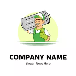 Friendly Junk Removal Service Featuring a Strong Worker Logo Template