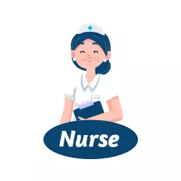 Friendly Nurse Holding Clipboards in Healthcare Nursing Logo Template