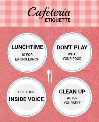 Friendly Pink Cafeteria Etiquette Instructions Poster Template