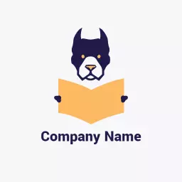 Friendly Pitbull Holding an Open Book Logo Template