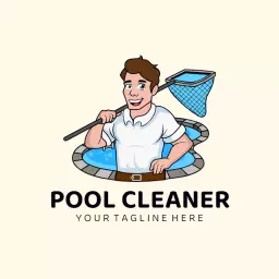Friendly Pool Cleaner Ready to Make Your Pool Sparkle Logo Template