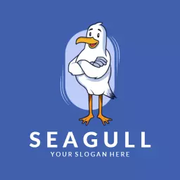 Friendly Seagull Character Representing Birds Logo Template