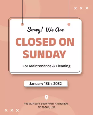 Friendly Soft Pink Closure Announcement Poster Template