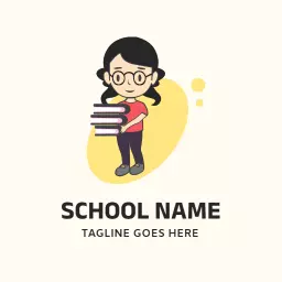 Friendly Student Holding Books in School Learning Logo Template