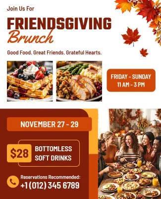Friendsgiving Brunch Celebration Flyer Template