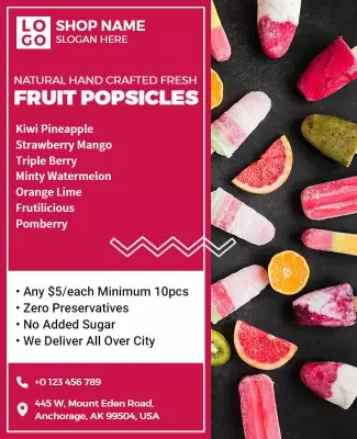 Handcrafted Dessert Fruit Popsicles Flyer Template
