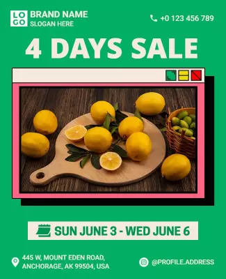Fruit Themed Four Day Sale Flyer Template