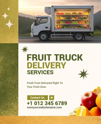Fruit Truck Delivery Service Promotional Flyer Template