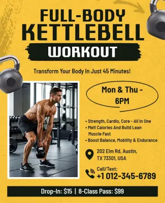 Full-Body Kettlebell Workout Class Flyer Template