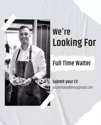 Full Time Waiter Job Advertisement Flyer Template