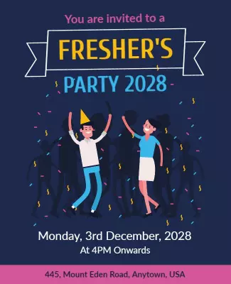 Fun and Colorful Freshers Party Celebration Poster Template