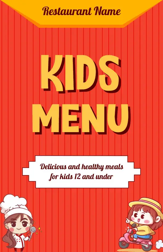 Fun and Delicious Meal Options for Young Diners Kids Menu Template