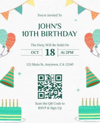 Fun and Festive Kid's Birthday Invitation Flyer Template