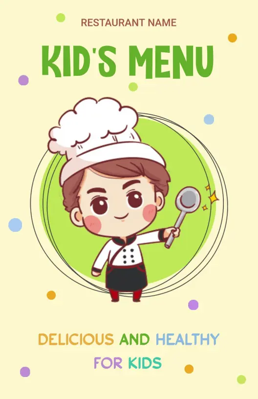 Fun and Nutritious Kid-Friendly Meal Selections Kids Menu Template