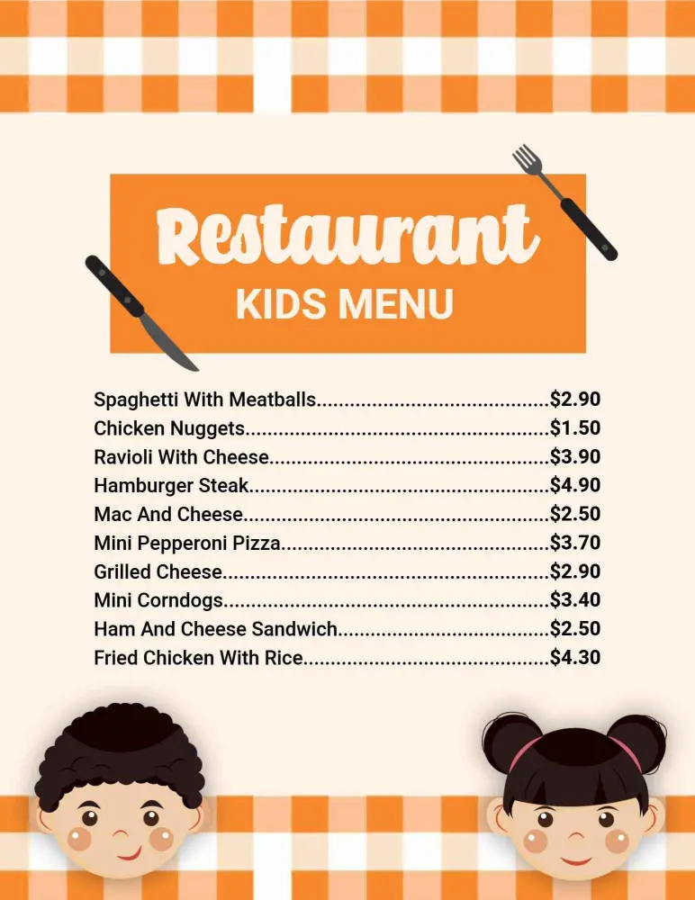 Fun and Tasty Kids Favorites with Delicious Treats Kids Menu Template