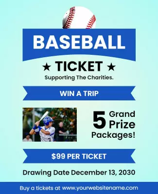 Fun Baseball Ticket Raffle for Charity Event Poster Template