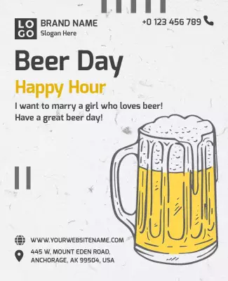 Fun Beer-themed Happy Hour Celebration Day Poster Template