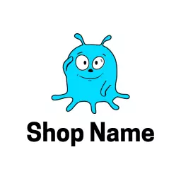 Fun Blue Cartoon Slime Character for Creative Shop Logo Template