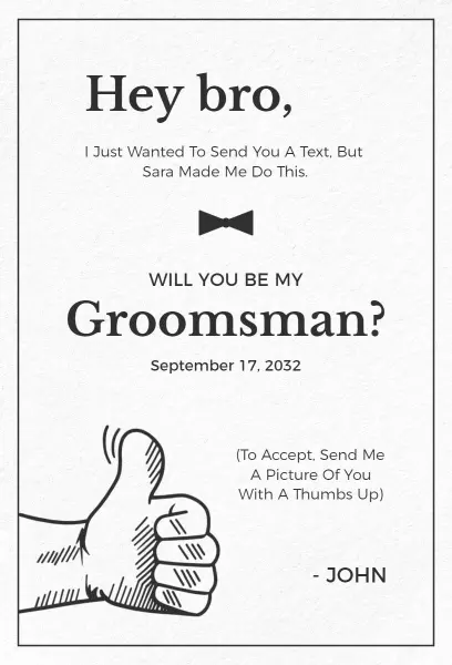 Fun Bow Tie Groomsman Proposal Invitation Template