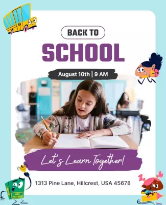 Fun Bright Back to School Learning Event Poster Template