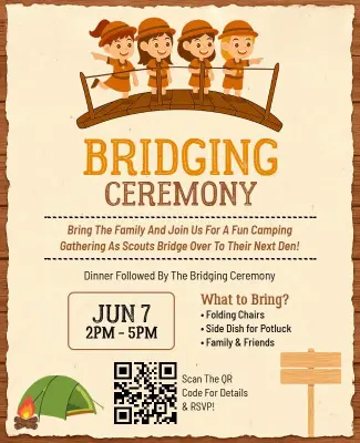 Fun Camping Bridging Ceremony Flyer Template