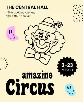 Fun Cartoon Clown Theme Amazing Circus Poster Template