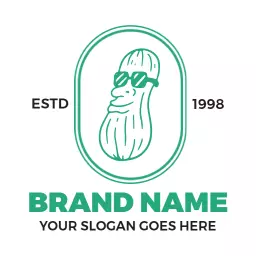 Fun Cartoon Peanut Character with Sunglasses Logo Template