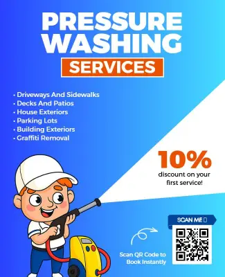 Fun Cartoon Style Pressure Washing Services Flyer Template