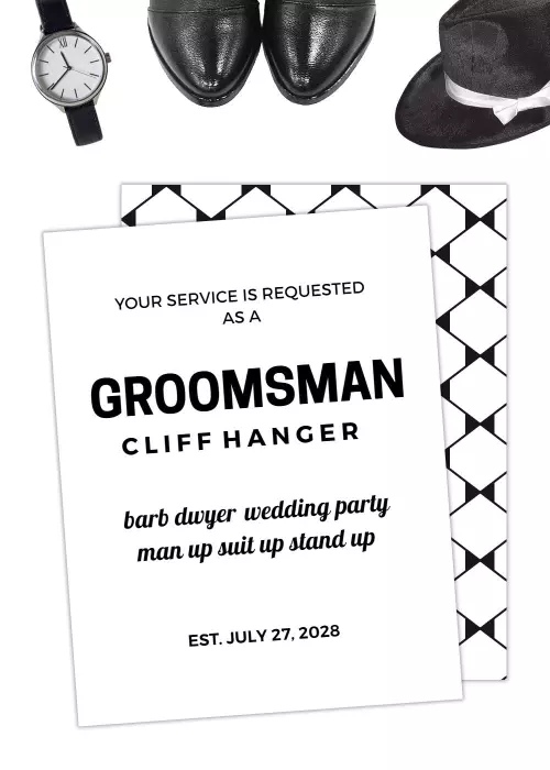 Fun Cliffhanger Groomsman Wedding Party Invitation Template