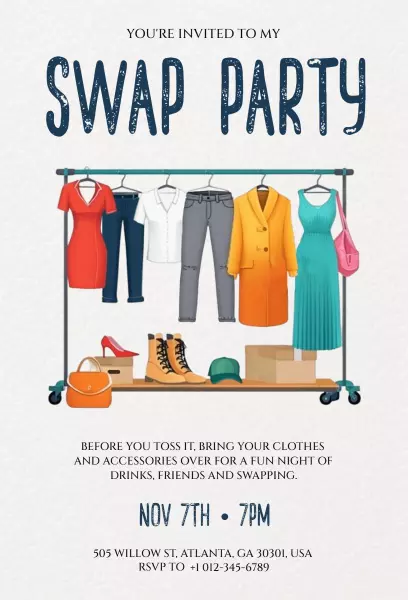 Fun Clothing Swap Social Gathering Party Invitation Template
