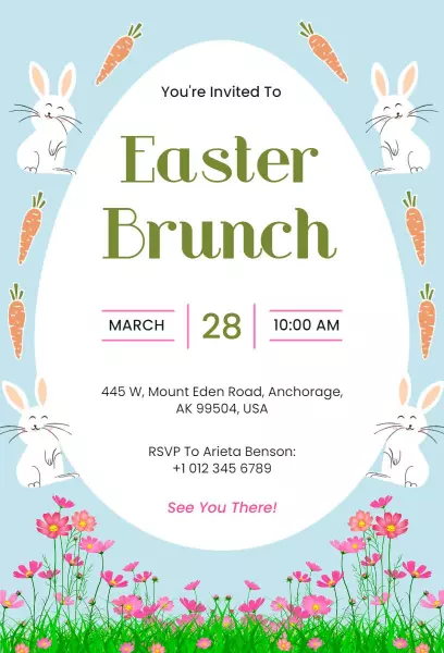 Fun Colorful Easter Brunch Celebration Invitation Template