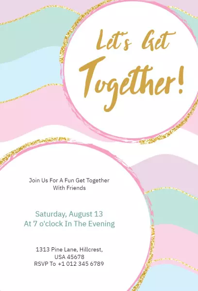 Fun Colorful Friends Get Together Celebration Invitation Template