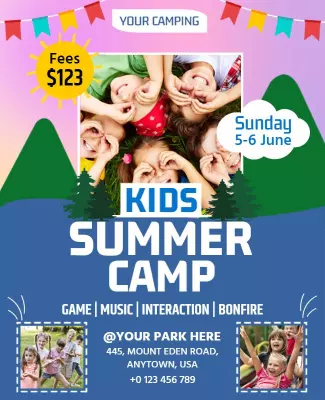 Fun Colorful Kids Summer Camp Event Poster Template
