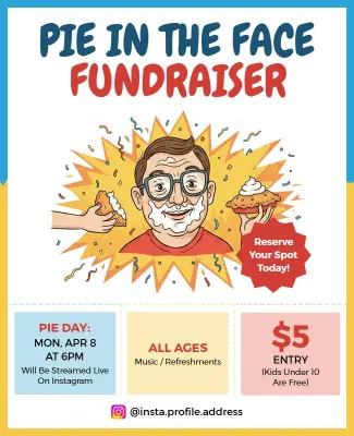 Fun Colorful Pie-Themed Fundraiser Event Flyer Template