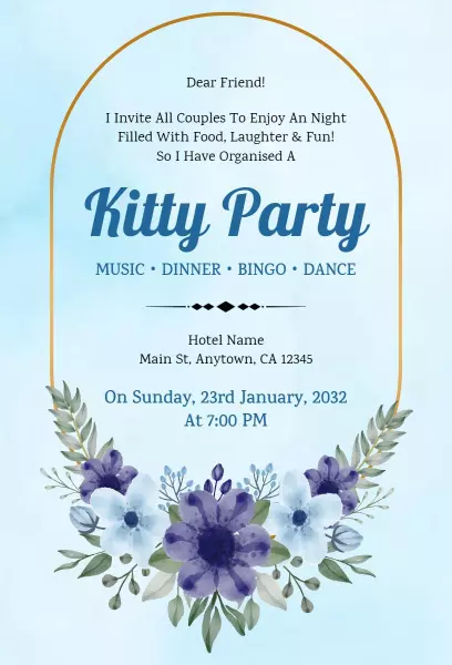 Fun Couples Night Music Dinner Bingo Dance Kitty Party Invitation Template