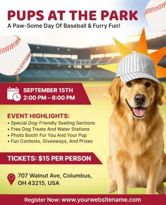 Fun Day with Dogs Baseball Flyer Template