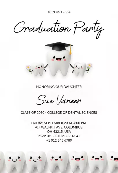 Fun Dental Science Graduation Celebration Party Invitation Template