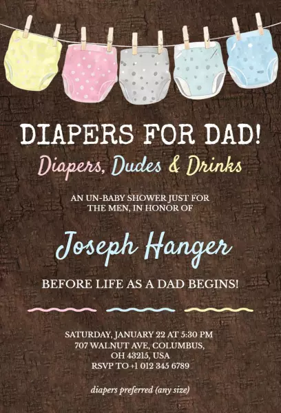 Fun Diaper-Themed Baby Shower Celebration Invitation Template