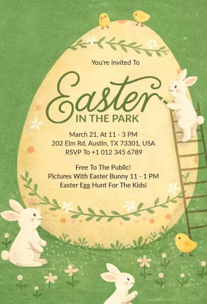 Fun Easter Egg Hunt Community Celebration Invitation Template