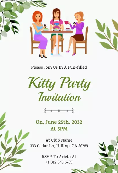 Fun-Filled Social Gathering Kitty Party Invitation Template