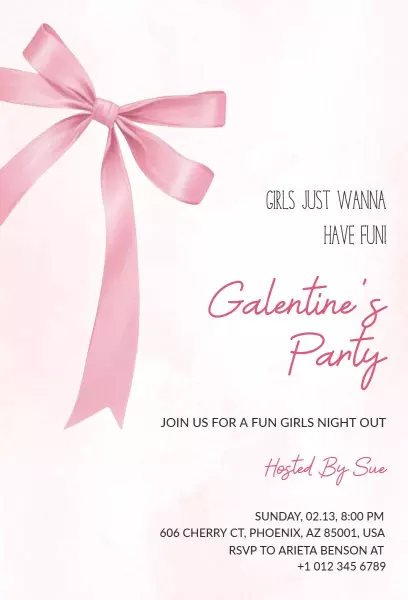 Fun Girls Night Out Pink Galentine's Day Invitation Template